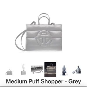 Telfar Medium Puff Shopper Bags. Grey/Red/Green.